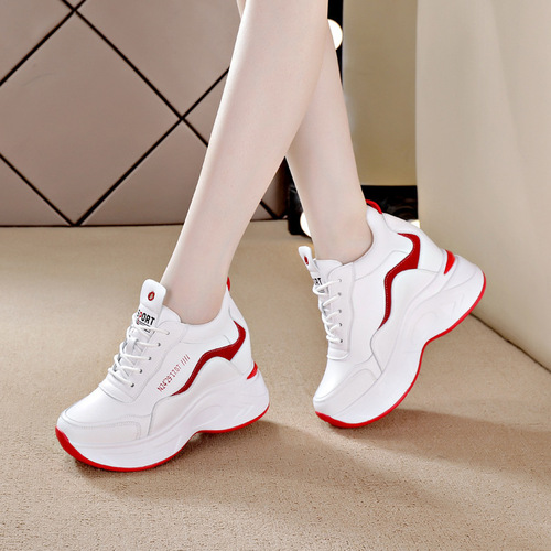 Korean-style Dad Shoes  Spring New Leather-Single Face Women's Thick Sole Height Loss Slim Casual Sports Shoes Women Wholesale