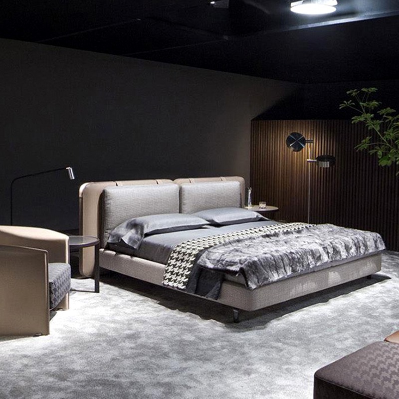 Italian minimalista cama doble Tatlin apartamento pequeño dormitorio principal cama blanda minimalista moderna cama de boda de diseñador de alta gama image 3