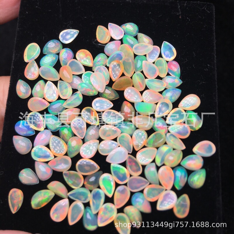 Natural Opal Aobao ring surface drop-shaped fire color round oval opal bare stone manufacturers wholesale