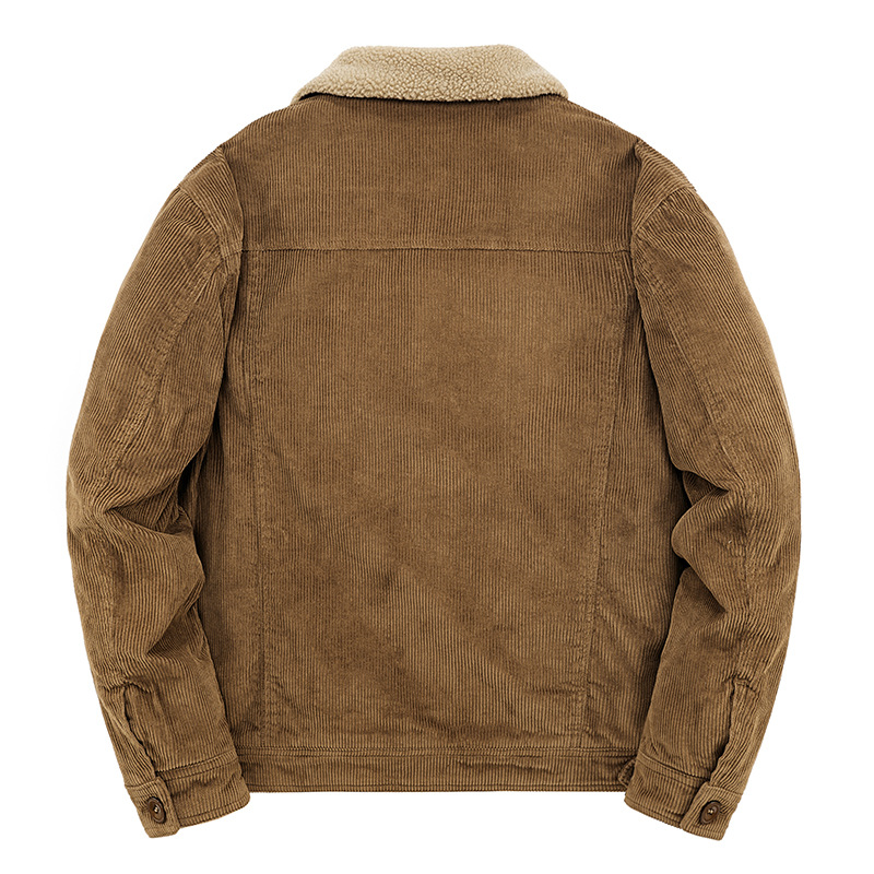 Winter new corduroy loose oversized jacket, casual warm cotton jacket_voghion.com