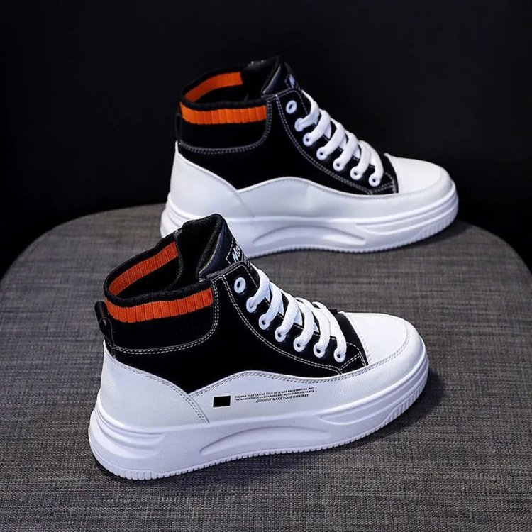 Zapatos de mujer de alta altura, otoño de 2025, nuevos zapatos deportivos casuales de estilo blanco, zapatos de invierno y cacho para mujeres.
