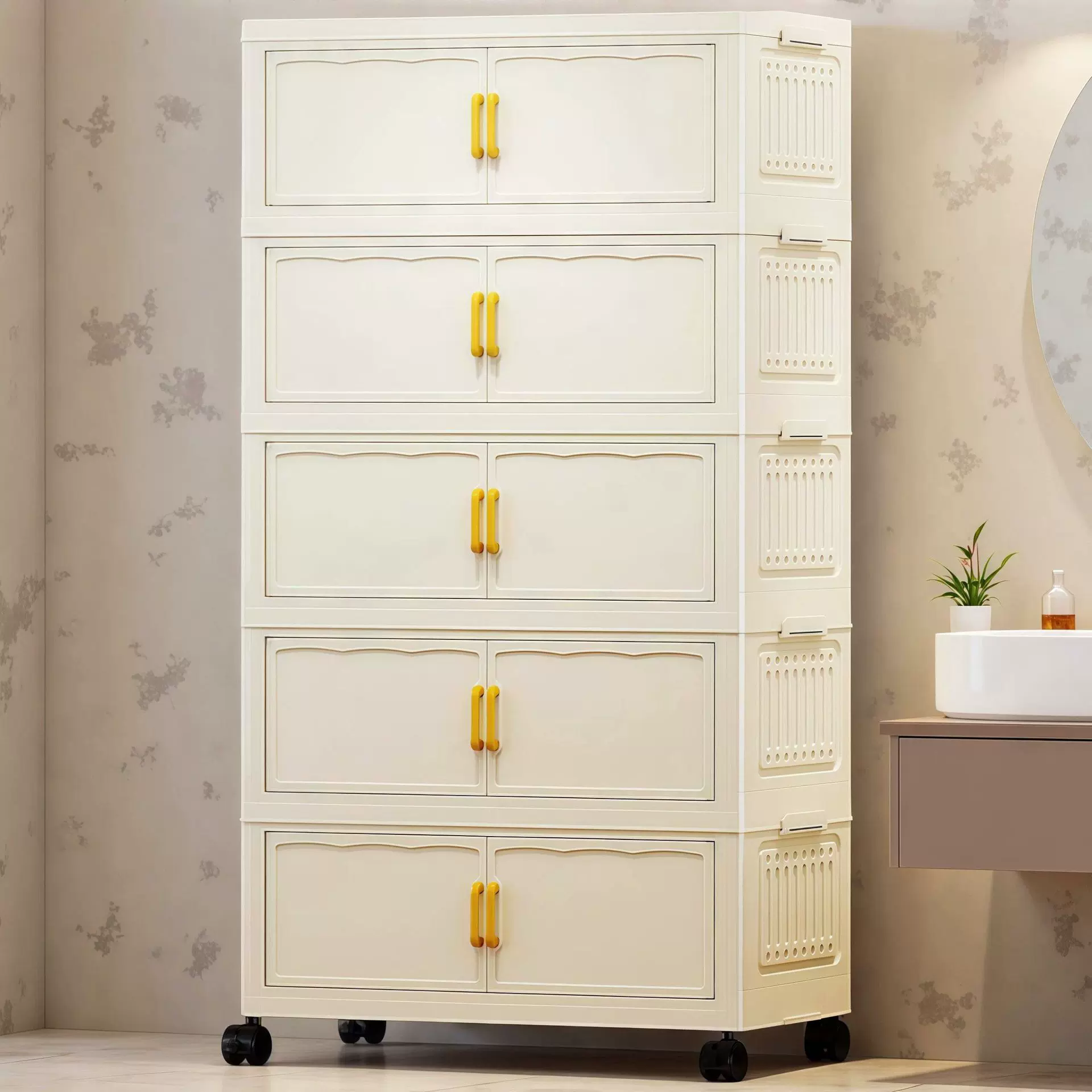 收纳柜家用多层零食折叠储物柜宝宝衣杂物玩具箱客厅靠墙置物柜子