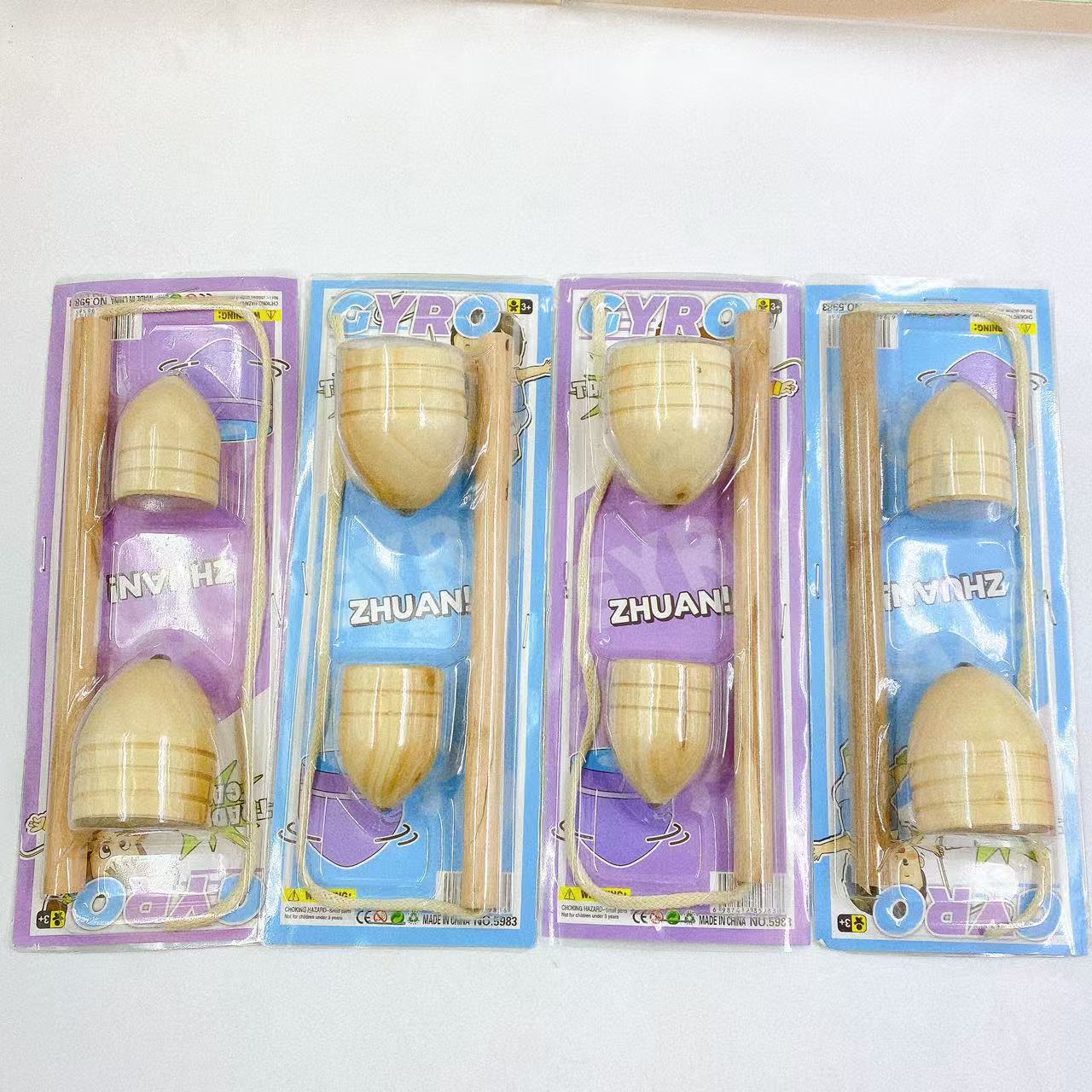 Binario al por mayor dos giroscopos de madera nostálgicos juguetes infantiles tarjetas de absorción giroscopos al por mayor 2 supermercados