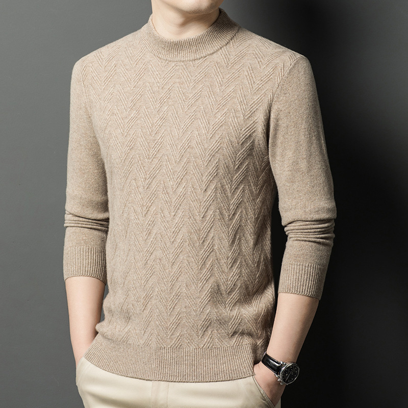 Counter Autumn and Winter New Wool Sweater Men's Half-turtleneck Thickened Sweater for Young and Middle-aged Warm Knitted Base Cashmere Sweater Counter Autumn and Winter New Wool Sweater Men's Half-turtleneck Thickened Sweater for Young and Middle-aged Warm Knitted Base Cashmere Sweater