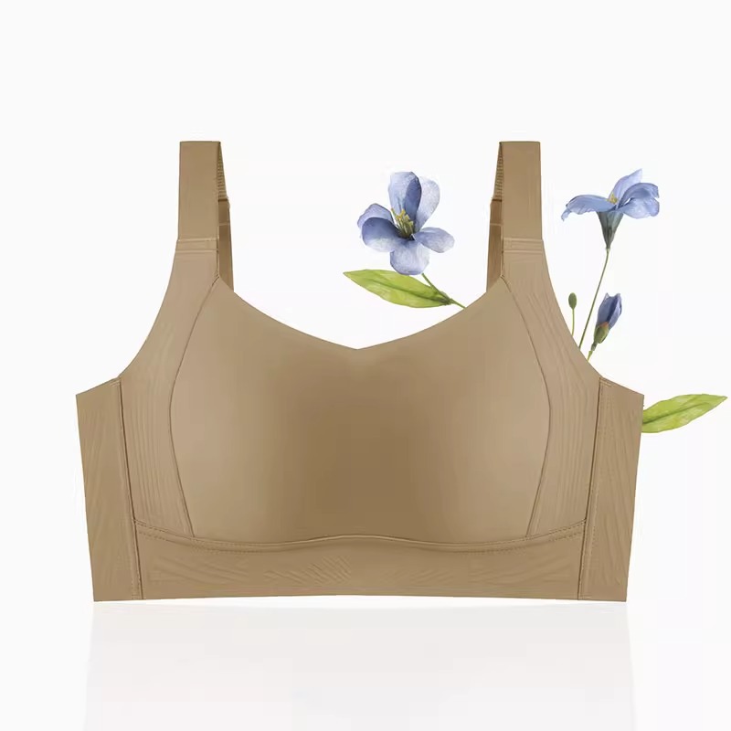 [Pechos grandes y pequeños] Estilo cómodo y delgado, sujetador de texto ajustable, anti-flacidez, sin anillo de acero, ropa interior sin costuras para mujer