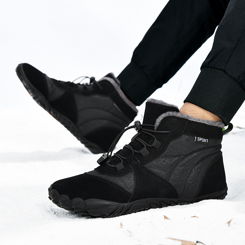 Nuevos zapatos de hombre al aire libre zapatos de algodón de alto nivel pareja con botas de nieve caliente antideslizante con una sola gruesa de camisa zapatos de montaña