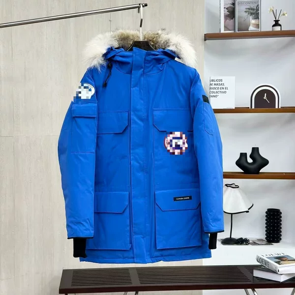 08 Large I Goose Down Jacket, Far Work Expedition White Duck Down Parka, Unisex Couple Style Down Jacket, Black and Off-White