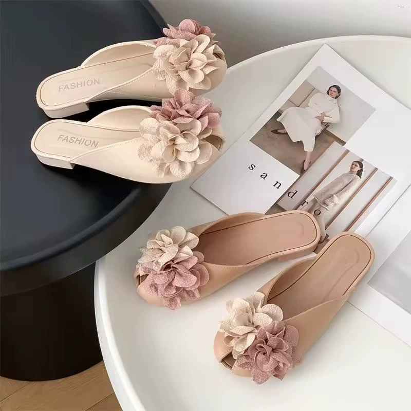 Женские полусапожки Баотоу для весенне-летнего сезона 2025 года, новая модная модель в стиле цветочной феи, с юбкой, балетки, сандалии.