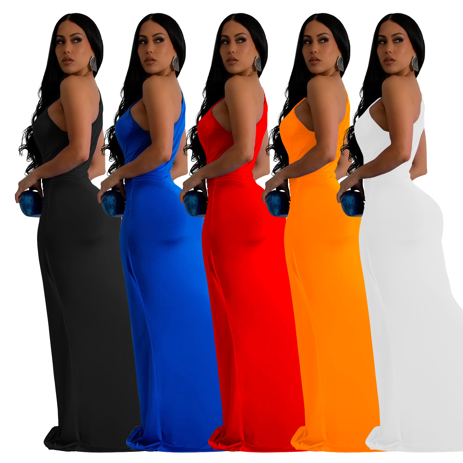 C6940 Aliexpress transfronterizo Amazon Europa y América de moda de mujer independiente de hombro vestido de noche vestido delgado