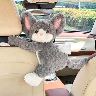 bag for the car, Car tissue box/set - long-hand-sitting-cat-tissue-box-gray-glossy-finish