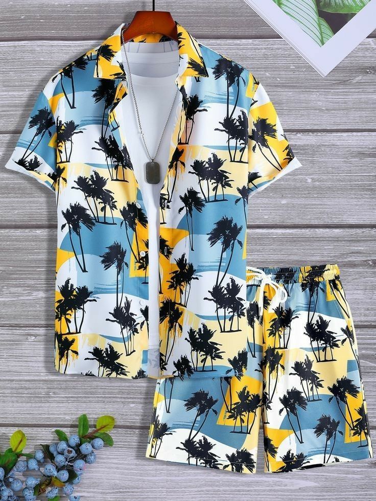 2025 nuevo estilo Amazon transfronterizo tendencia de moda casual europea y americana camisa de manga corta pantalones cortos traje MB1 MA1