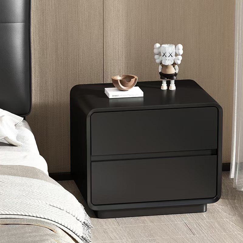 Italiano muy simple laca de madera maciza dormitorio ligero lujo alto sentido pequeño gabinete de cabecera de cama de viento crema