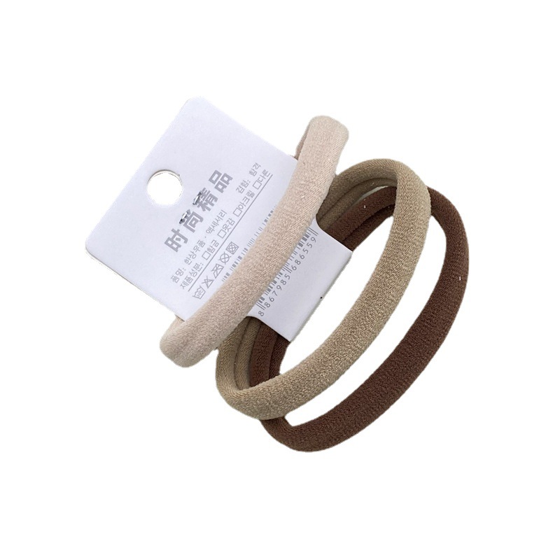 Estilo coreano accesorios para el cabello etiqueta simple leche té pelo cuerda 3 tarjetas grandes sin costura diadema 2 yuanes tienda tocado