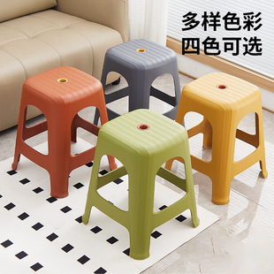 Thickened Plastic Stool for Home Use, Extra Thick Modern Simple Nordic Economical Chair, High Square Stool, Stackable Bench