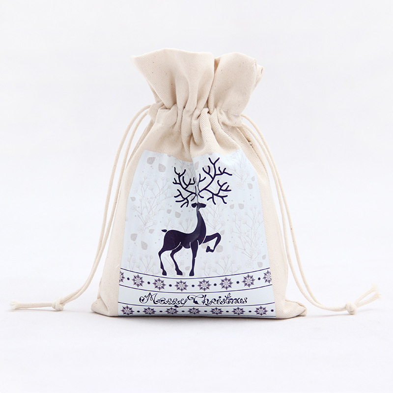 A245 logo printed canvas storage bag with drawstring closure, gift pocket, portable for Christmas packaging gifts undefined