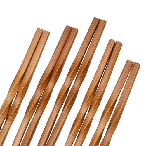 Manufacturer of bamboo tableware for home use and hotel bamboo Japanese-style pointed chopsticks carbonized chopsticks 24cm twist bamboo chopsticks