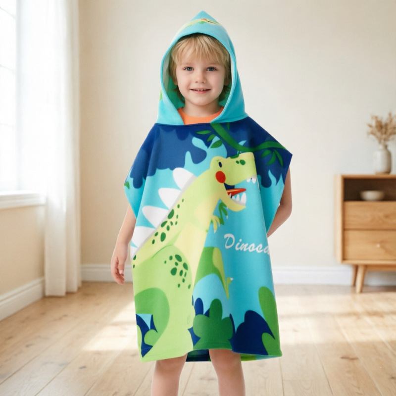 Foreign Trade Clearance Special Price Ultra-Fine Fiber Reactive Printed Children's Hooded Beach Towel Seaside Pool Hooded Bath Towel Foreign Trade Clearance Special Price Ultra-Fine Fiber Reactive Printed Children's Hooded Beach Towel Seaside Pool Hooded Bath Towel
