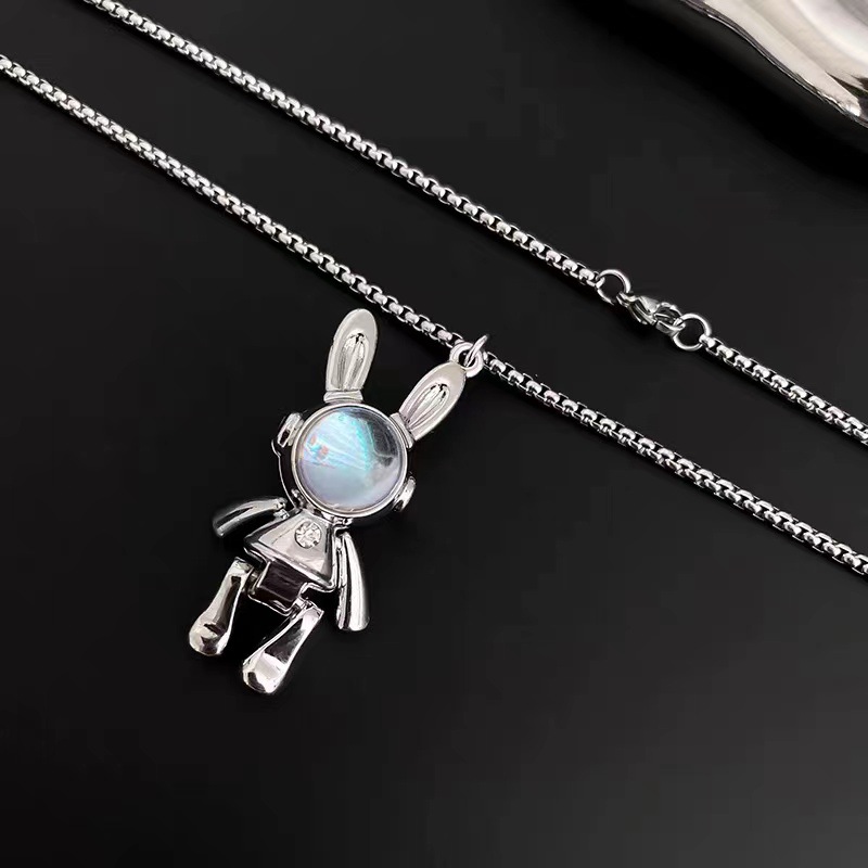 Fashion Rabbit Titanium Steel Plating Zircon Pendant Necklace 1 Piece display picture 4