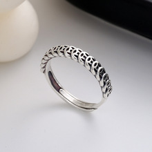 潮晟S925纯银简约复古做旧金铜钱币戒指财源滚滚中式文艺食指环女