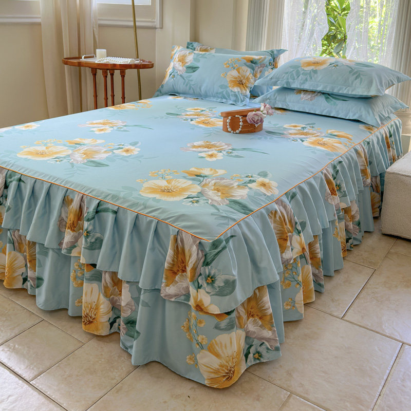 Transfronterizo Simmons cubierta de cama de tres piezas set sábanas de comercio exterior colchón cubierta protectora para cubrir la falda de cama de una sola pieza de falda cubierta de cama 2