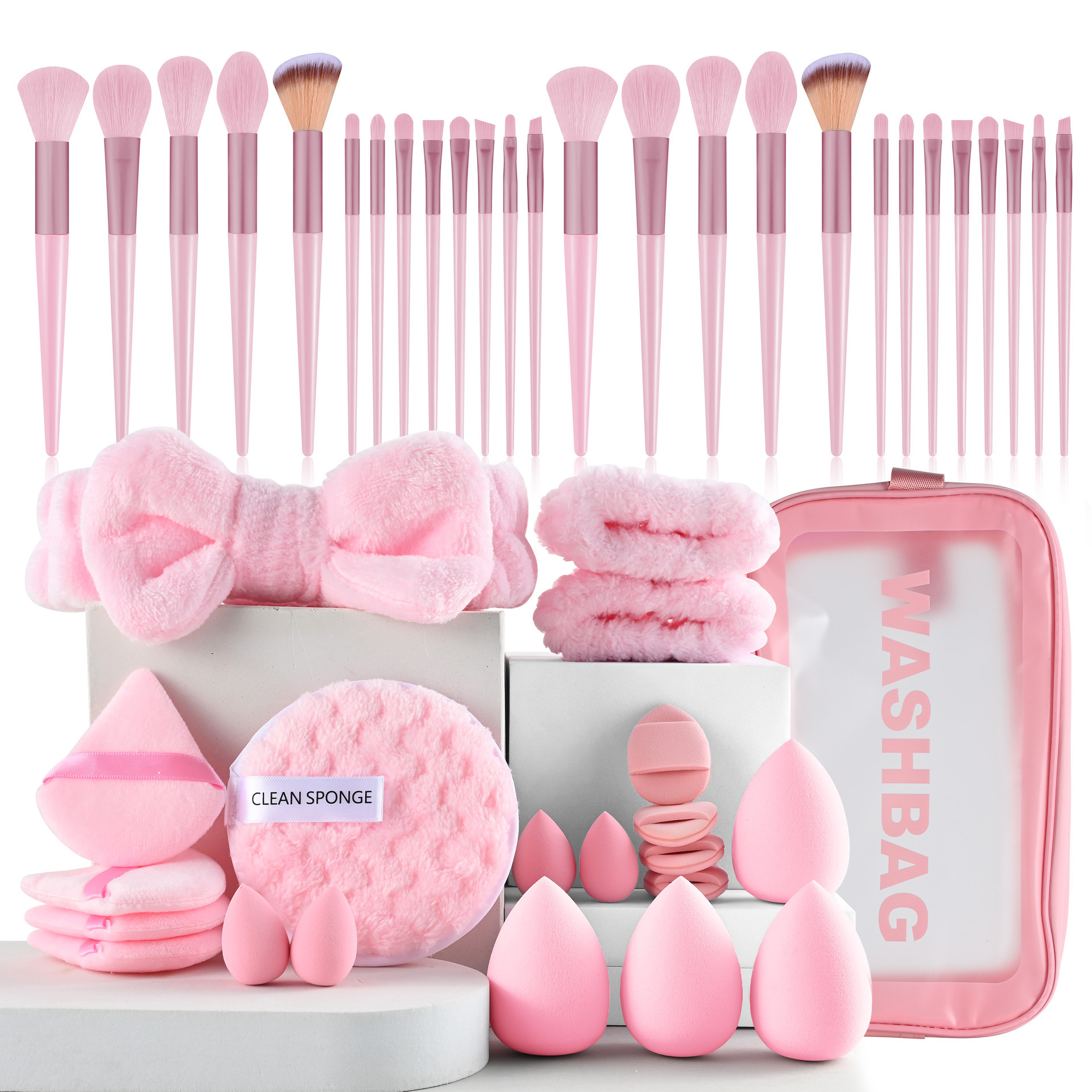 Conjunto de polvo personalizado 40pc cepillo grande combinación de lavado de cara maquillaje polvo transfronterizo conjunto completo de 46 herramientas de maquillaje de cepillo