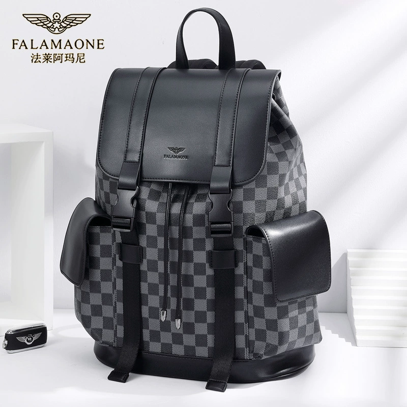 Мужской рюкзак Faleamani, роскошная модная мужская сумка, сумка в шахматную клетку, Мужская классическая универсальная, модная большая вместимость