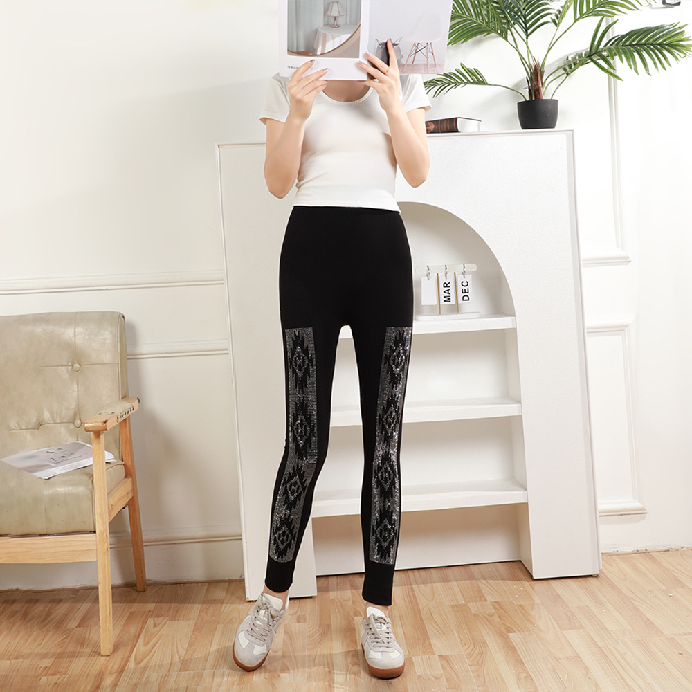 Women's Clothing hot diamond leggings letter high waist hip lifting leggings for women all match outer wear slimming yoga pants_voghion.com