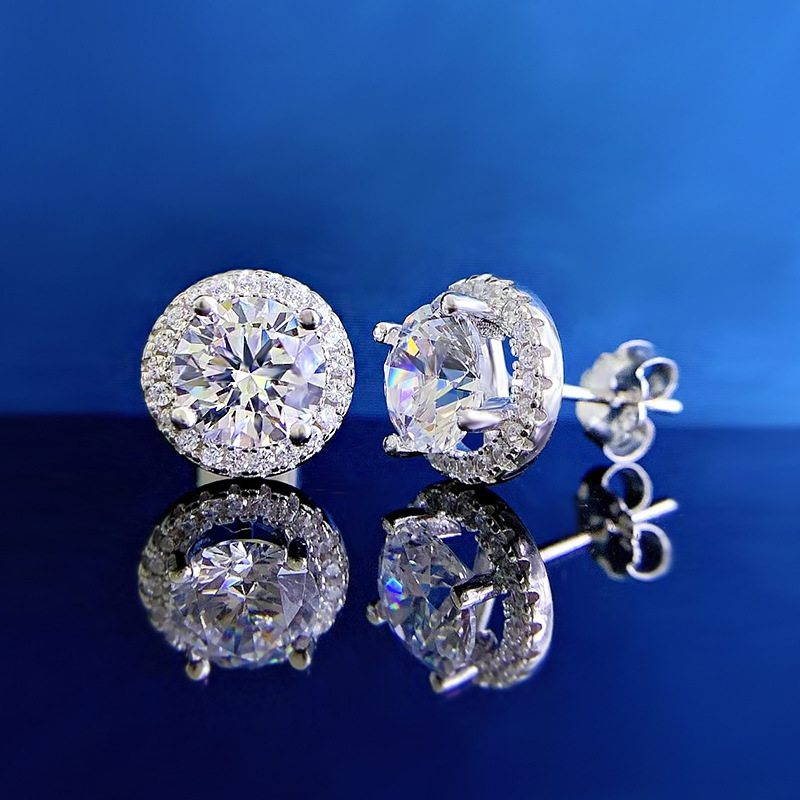 Ear Studs Classification 1 Pair Quantity 1 Pair 925 Sterling Silver Zircon Round Ear Studs
