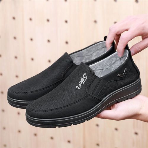  Spring New Old Beijing Cloth Shoes for Men, Middle-Aged and Elderly, Walking Shoes with Soft Soles, Slip-On Casual Shoes for Men, Large Size