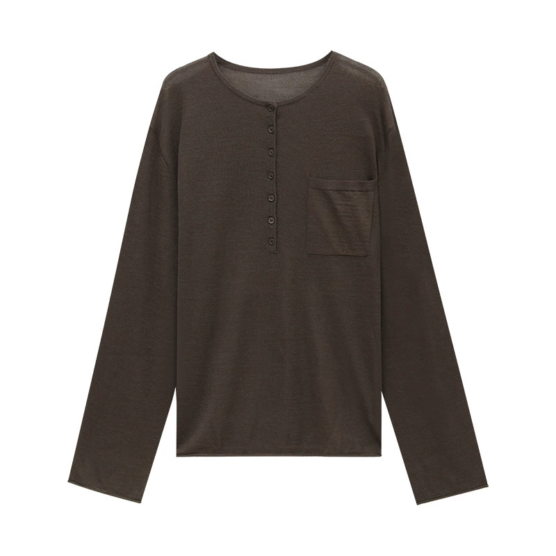 Love and Nancy Thirteen Lines 2025 Autumn Half-cardigan Solid Color Loose Lazy Feeling Pullover Wool Sweater Women 02654