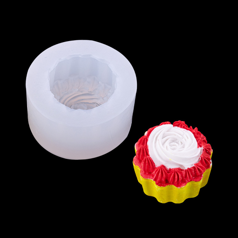Simulación tridimensional pequeño pastel molde de silicona DIY epoxi arcilla yeso aromaterapia vela hecha a mano jabón fabricación Accesorios