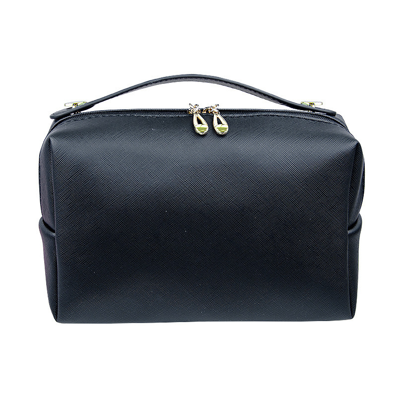 Bolsa de almacenamiento negro cuero pu caballo loco estriado impermeable a prueba de suciedad bolsa de maquillaje bolsa de lavado bolsa de viaje de negocios para hombres bolsa de negocios image 18