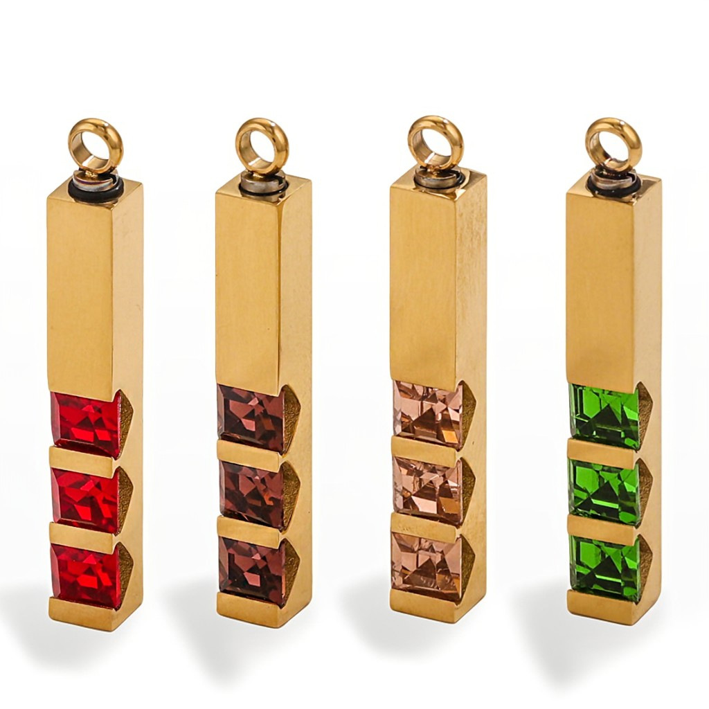 Zircon de acero inoxidable giratorio abierto cuadrado diamantes perfumes colgante geometría DIY personalidad colgante de acero de titanio