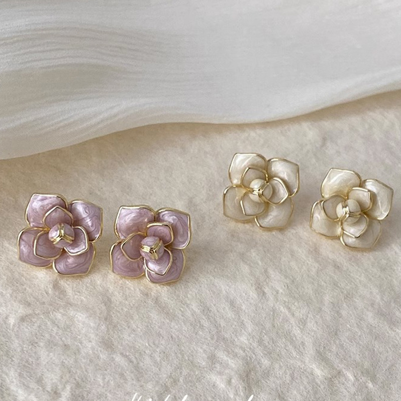 1 Par Estilo Simple Flor Esmalte Cobre Pendientes display picture 1