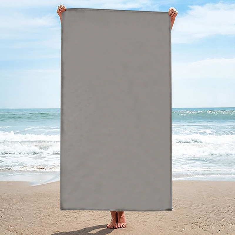 Toalla de playa de secado rápido de microfibra ultrafina, portátil, de doble cara, tipo terciopelo, con protección solar y logotipo personalizado, suministro directo de fábrica