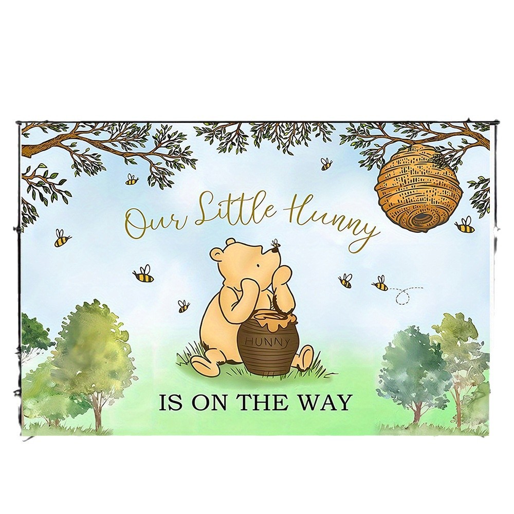 (2개) 곰돌이 푸우 허니 배경 어린이 생일 파티 해피 베이비 샤워 사진 배경 부스 스튜디오