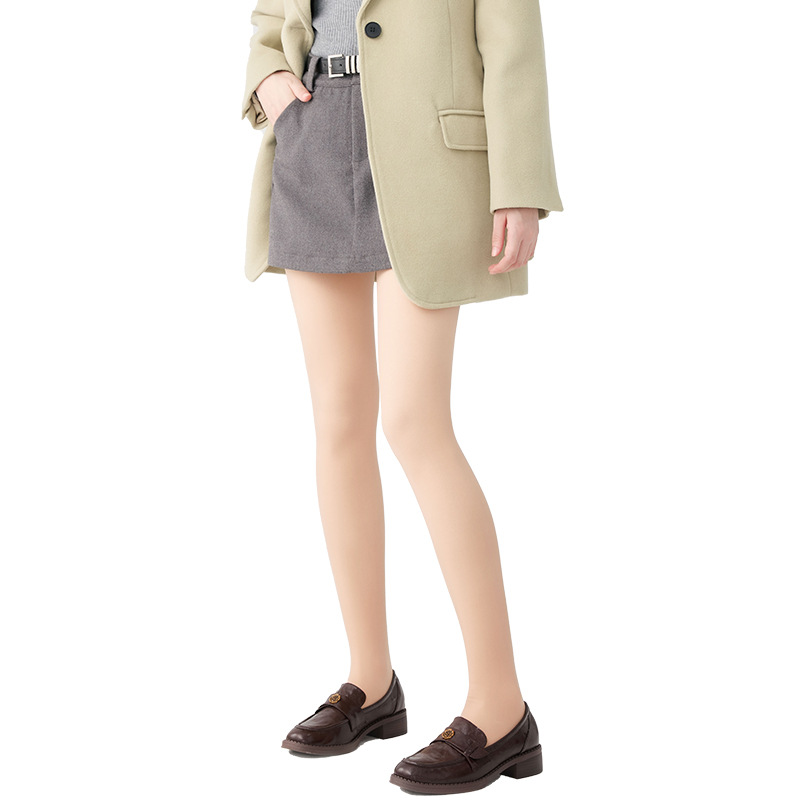 Leggings calientes de mujeres de doble capa de piernas desnudas artefactos otoño y invierno 720 agujas de tela de piel desnuda y pantalones gruesos de lana