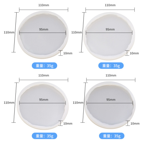 Round cut coaster mirror glue mold ins style ornaments placemat epoxy resin silicone mold set