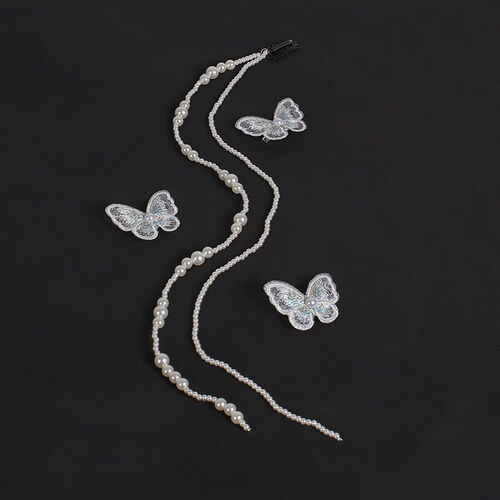 Children's five-piece pearl butterfly set!  Yang Chaoyue's same style hair clip, parent-child hair accessories, Internet celebrity braided hair headband, hair clip