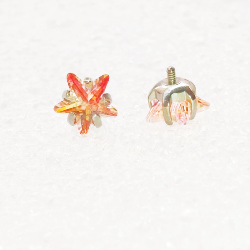 F136 Titanium Alloy Sparkling Zircon Five-Pointed Star Earrings Lip Studs Ear Piercing Jewelry detail image 9