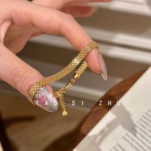 vintage中古编织金色银色表带手链女复古轻奢高级感手饰
