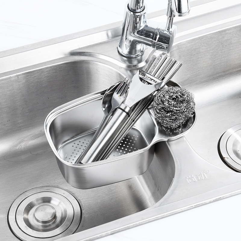 Acero inoxidable 304 Saddle canasta de almacenamiento canasta de drenaje fregadero de la cocina canasta de almacenamiento rack de almacenamiento de residuos de cocina canasta de drenaje