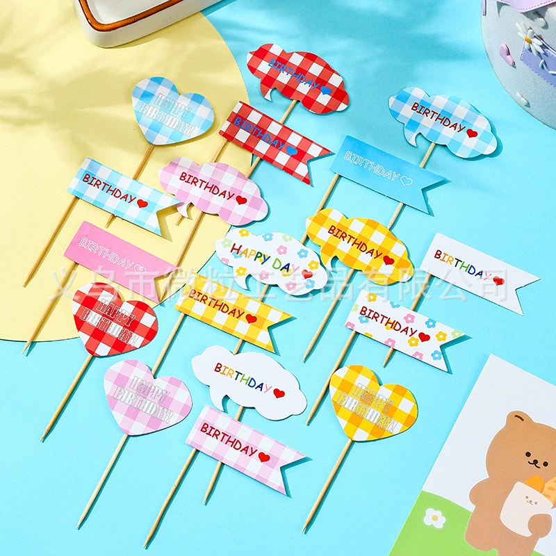 Интернет-хит ретро корейский декор для торта, мини-топпер мишка, улыбающееся лицо, цветок, hbd, украшение для праздничного торта