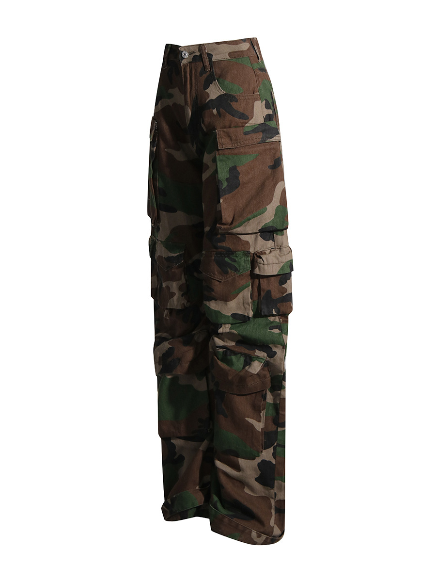 Pantalones cargo de camuflaje con múltiples bolsillos, estilo moderno 2026, estilo urbano, cintura alta, efecto adelgazante, jeans largos para mujer, otoño image 5