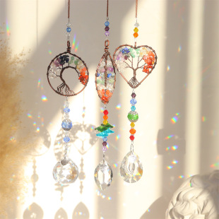 New Life Tree Three-piece Crystal Sun Catcher Pendant for Christmas Garden Party Decoration