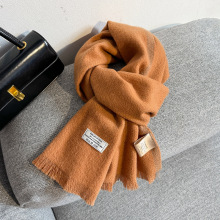 100%纯羊毛围巾女冬季复古撞色格子洋气千鸟格毛线百搭保暖厚围脖