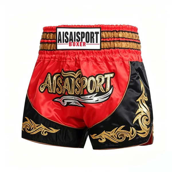 Embroidered professional boxing shorts, fighting Muay Thai shorts, men's and women's combat outdoor training apparel, children's and adult sports quick-dry clothing