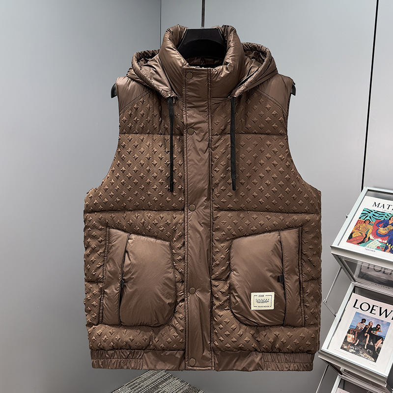 New Bubble Flower Craft Men's Plus Size Vest Autumn and Winter Thickened Waistcoat Warm Outer Vest Casual