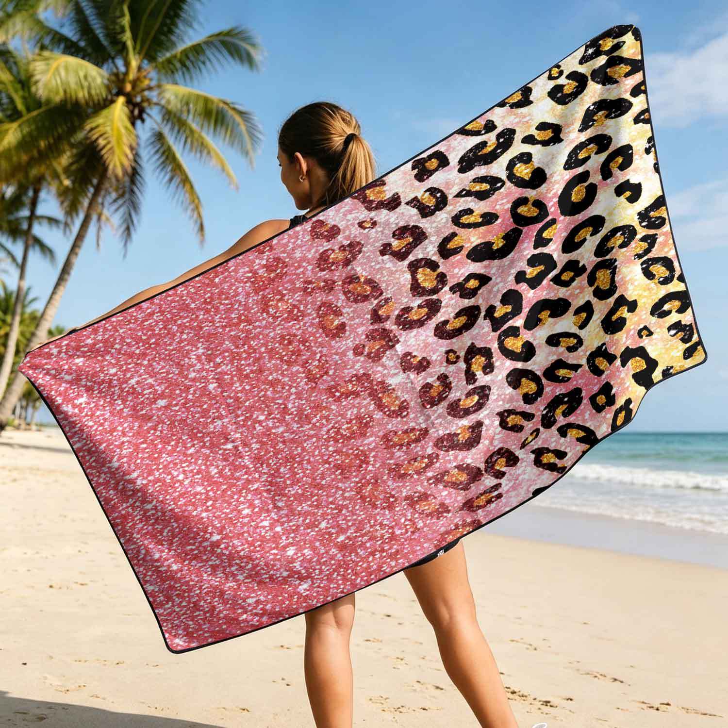 Printed bath towel and car seat cover 2-in-1, ultra-fine fiber outdoor beach and car dual-use universal seat cushion