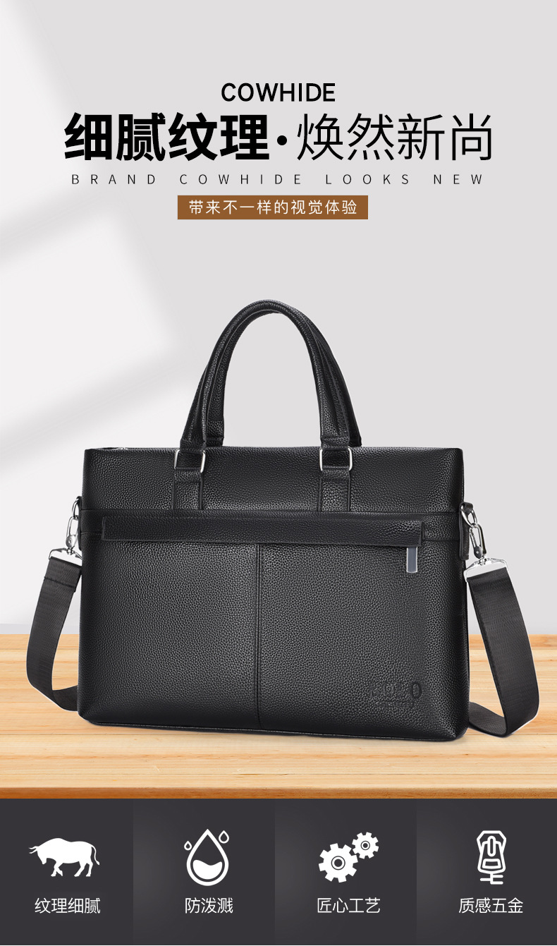Amazon men's business trip handbag, business office computer bag, large-capacity casual and fashionable single-shoulder crossbody bag details Picture